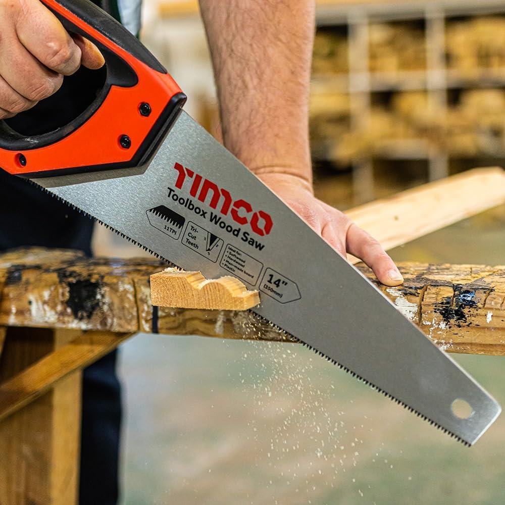 TIMCO Toolbox Wood Saw 14 Inch 350mm Hand Saw General Purpose Timber Cut