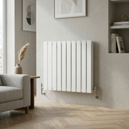 Baridi DH350 Horizontal Radiator Contemporary Double Flat Panel Design 600 x 700mm - White | Steel | Horizontal flat panel design delivers a BTU