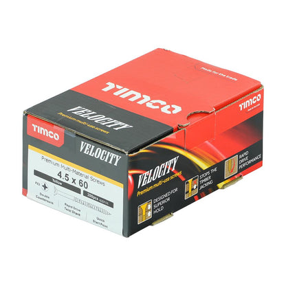 TIMCO Velocity Screw PZ2 CSK ZYP 4.5 x 60 Gold Pack 200