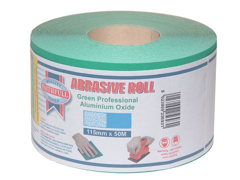Faithfull FAIAR11540G Aluminium Oxide Sanding Paper Roll Green 115mm x 50m 40G |