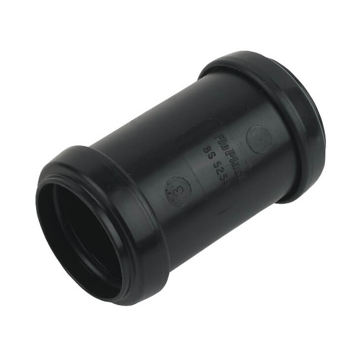 40MM WASTE - 1_" STRAIGHT COUPLING PUSH FIT BLACK