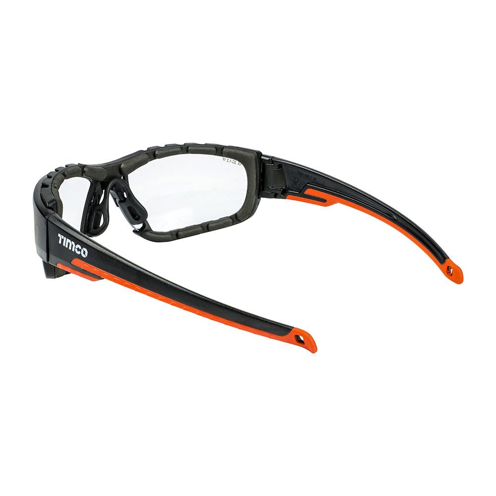 TIMCO Sport Safety Glasses FoamGuard One Size Clear Pack 1