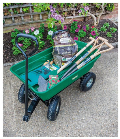 58553 Draper Garden Tipping Trolley Cart, 75L88631 GTC Waste Collection, Composting and Tidying L 1040 x W 510 x H 495mm Professional Trade DIY Work
