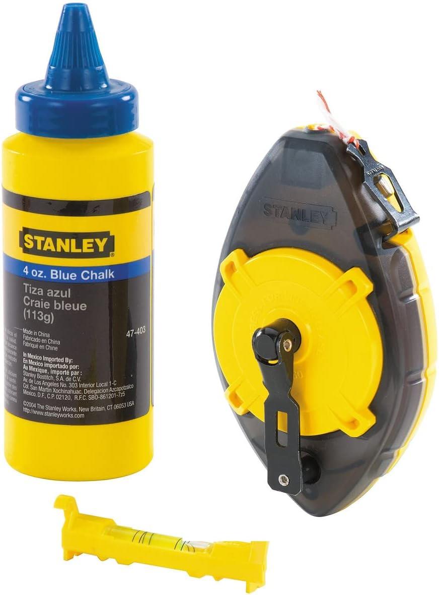 Stanley 30m Power Winder Chalk Line Reel Set With Chalk & Level
