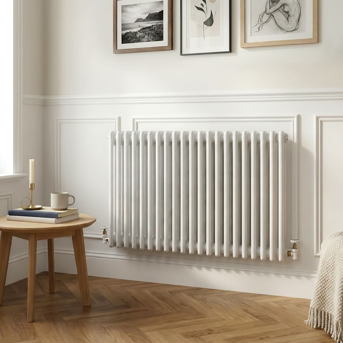 Baridi DH369 Horizontal Traditional 2 Column Radiator 600 x 1012mm - White | Steel | Horizontal traditional two column radiator delivers a BTU output