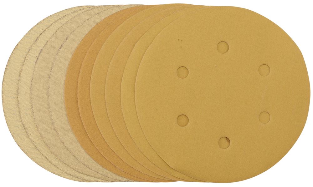 Draper 150MM GOLD SANDING DISC ASSRT 64284 64284 Gold Sanding Discs with Hook & Loop, 150mm (Pack of 10)