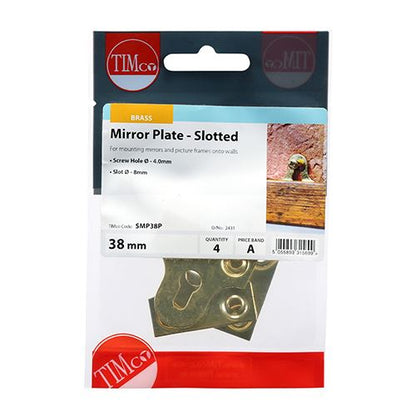 TIMCO Mirror Plate - Slotted 38mm Pack 4