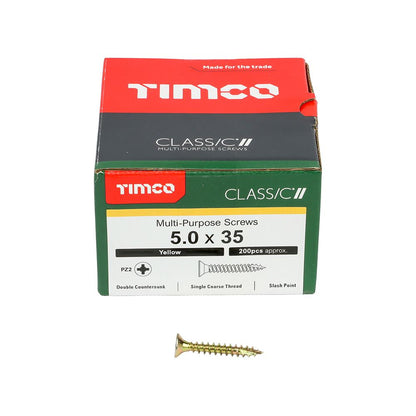 TIMCO Classic Screw PZ2 CSK ZYP 5.0 x 35 Gold Pack 200