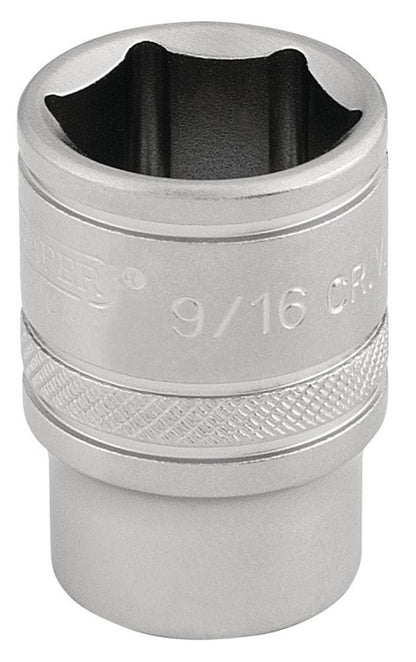 Draper 9/16 6PT SOCKET 3/8 DR-PCKD 16571 3/8" Sq. Dr. Imperial Sockets (Micro Satin Chrome)