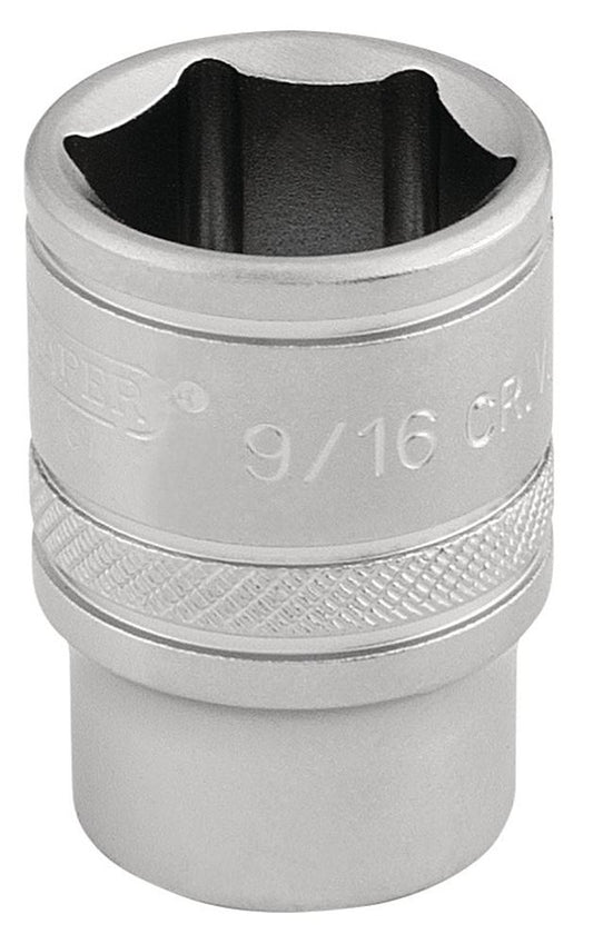16571 Draper Expert Expert 6 Point Imperial Socket, 3/8 Sq. Dr., 9/16 D-AF/MS 3/8 Sockets Professional Trade DIY Workshop Garage Use