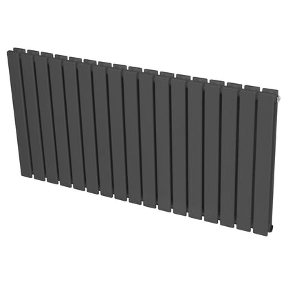 Baridi DH342 Horizontal Radiator Contemporary Double Flat Panel Design 600 x 1190mm - Anthracite | Steel | Horizontal flat panel design delivers a BTU