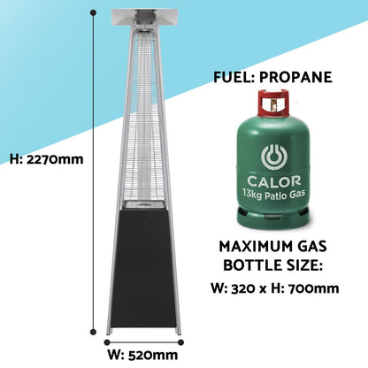 Dellonda DG98 Pyramid Gas Outdoor Garden Patio Heater 13kW Commercial & Home Use | Tip-Over Switch, Adjustable | Innovative design of Gas Flame