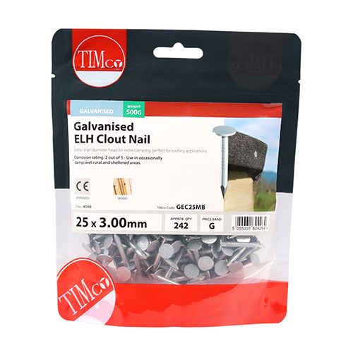 TIMCO Clout Nail ELH - Galvanised 25 x 3.00 Pack 0.5