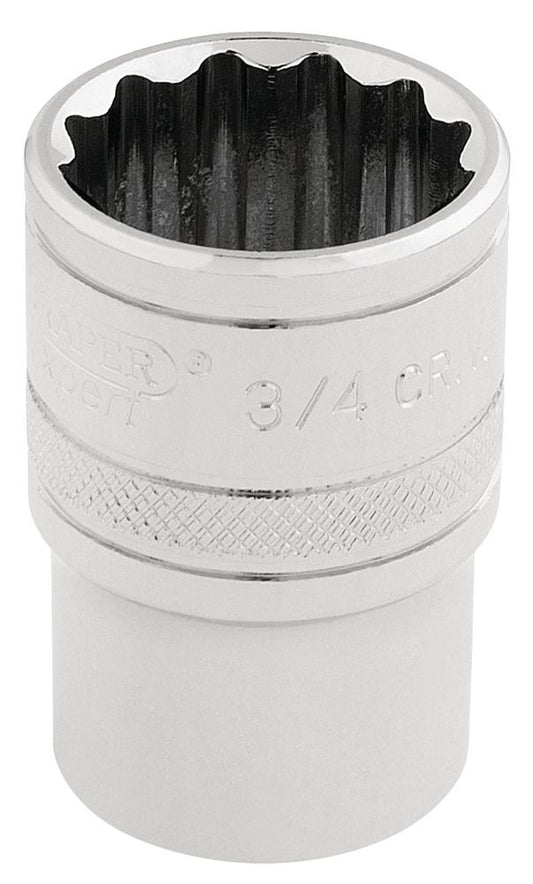 33660 Draper Expert Expert HI-TORQ 12 Point Socket, 1/2 Sq. Dr., 3/4 H-AF/B 1/2 Sockets Professional Trade DIY Workshop Garage Use