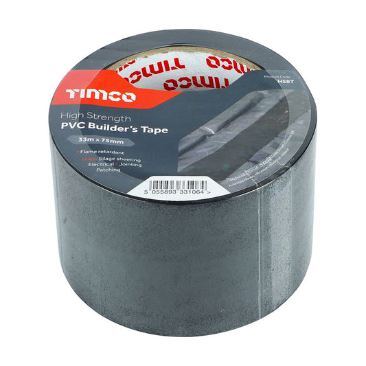 TIMCO HS Builders Tape Black nan 33m x 75mm Pack 1.0