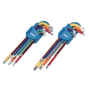 04776 Draper TX-STAR Security and Hex Metric Long Arm Key Set, Colour Coded (18 Piece) Draper TX-STAR Key Sets Professional Trade DIY Workshop Garag