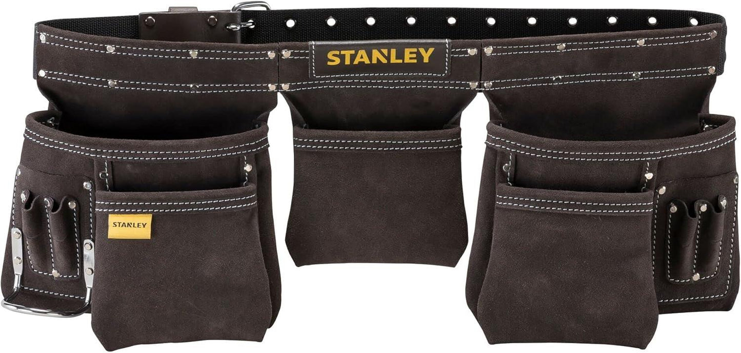 Stanley Leather Tool Apron Heavy Duty Carpenter Work Belt Multi Pocket 80113