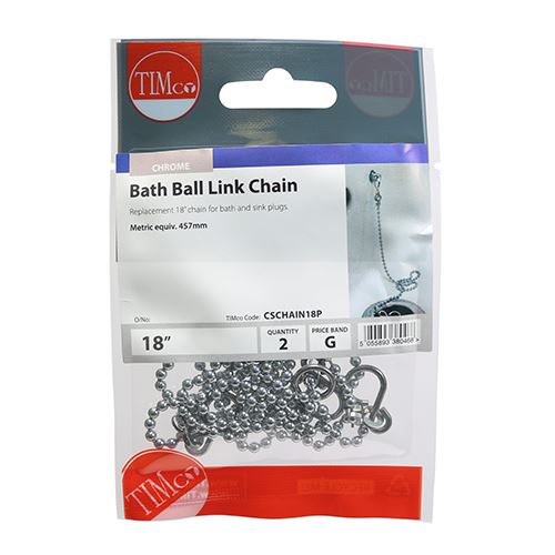TIMCO Bath Ball Link Chains - Chrome 18" Pack 2