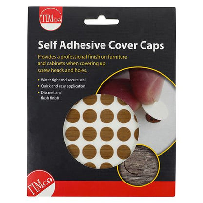 TIMCO Adhesive Caps Natural Walnut 13mm Pack 112