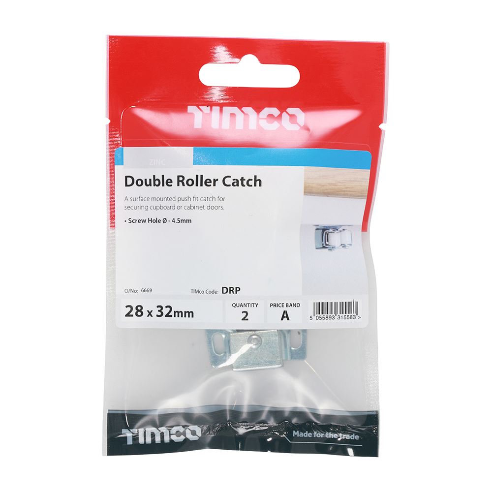 TIMCO Double Roller Catch 28 x 32 x 1 Pack 2