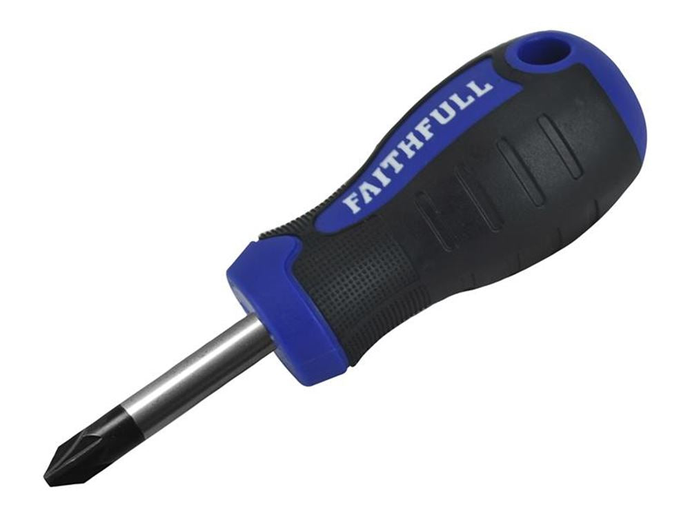 Faithfull FAISDPZ2S Stubby Screwdriver PZ2 Pozidriv 38mm Soft Grip
