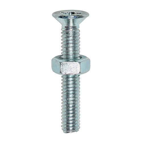TIMCO Machine Screw & Nut CSK - BZP M5 x 20 Silver Pack 30