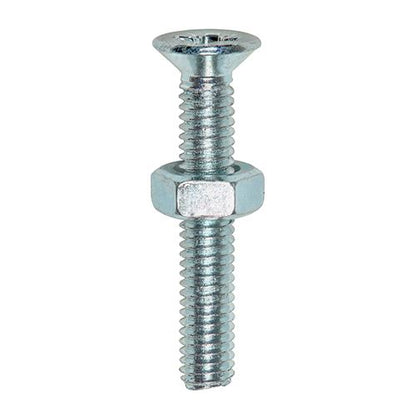 TIMCO Machine Screw & Nut CSK - BZP M5 x 20 Silver Pack 30