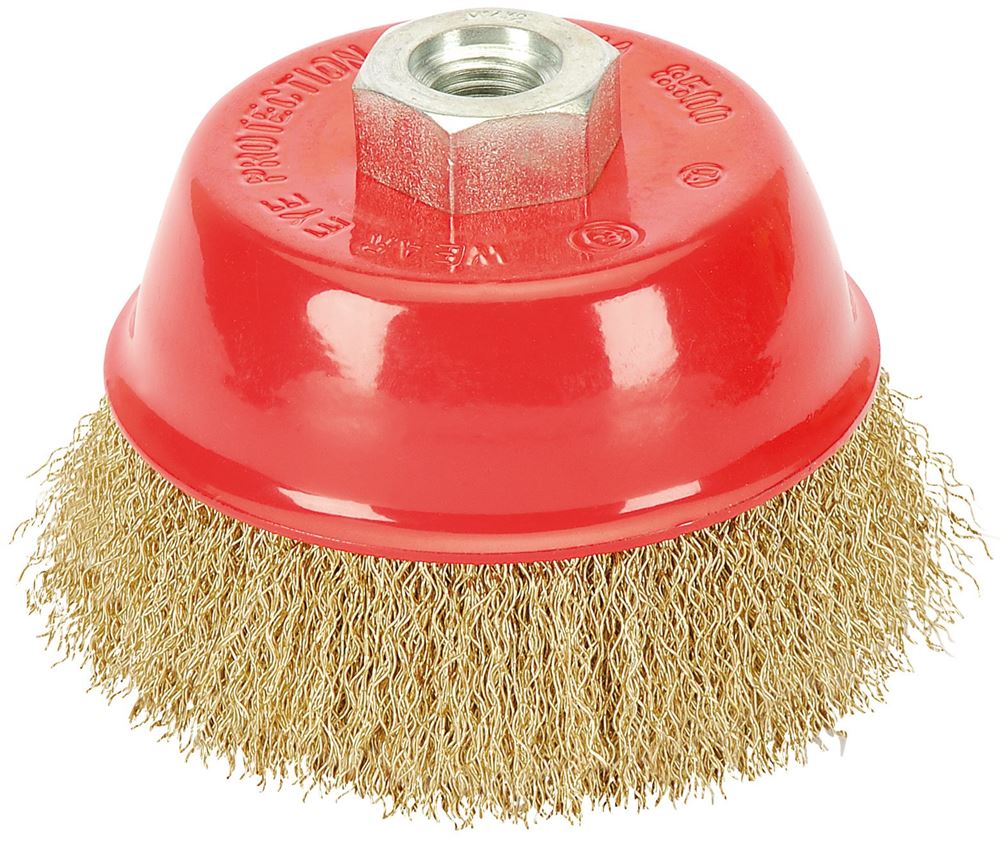 Draper 100MM CRIMPED CUP BRUSH M14 41445 41445 Brassed Steel Crimped Wire Cup Brushes, M14