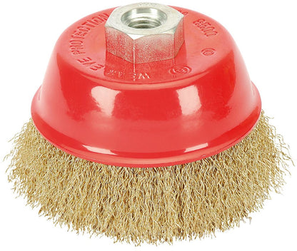 Draper 100MM CRIMPED CUP BRUSH M14 41445 41445 Brassed Steel Crimped Wire Cup Brushes, M14