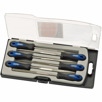 Draper 6PC SOFT GRIP DIAMOND FILE SET 47817 Soft Grip Diamond Needle File Set, 150mm (6 Piece)