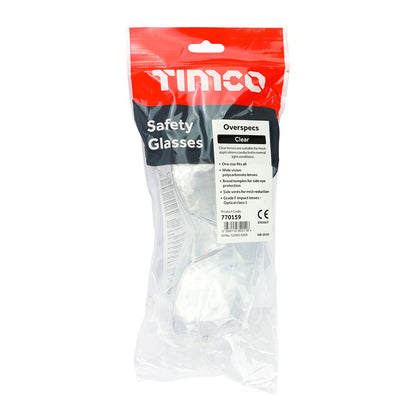 TIMCO Overspecs Safety Glasses One Size Clear Pack 1