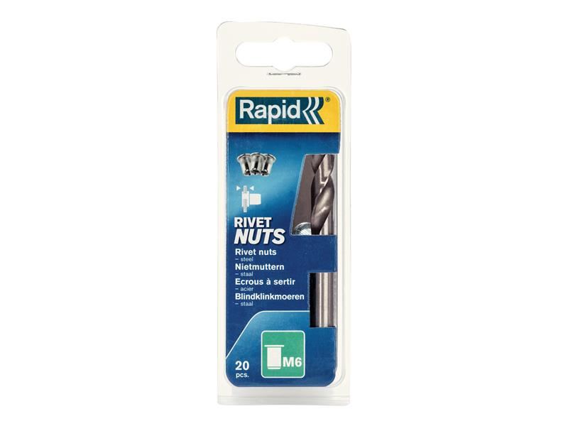 RPD Steel Rivet Nuts M6 (Pack 20 + Free Drill Bit)