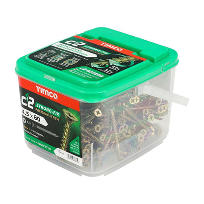 TIMCO C2 Strong-Fix PZ2 CSK ZYP 4.5 x 80 Gold Pack 375
