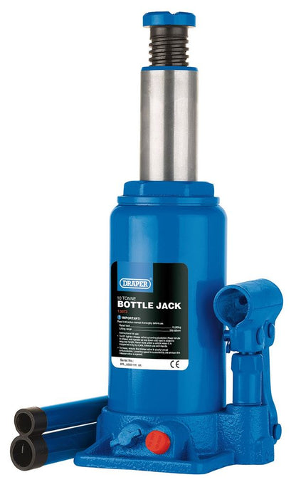 13072 Draper Hydraulic Bottle Jack, 10 Tonne BJ10-B Bottle Jacks Professional Trade DIY Workshop Garage Use