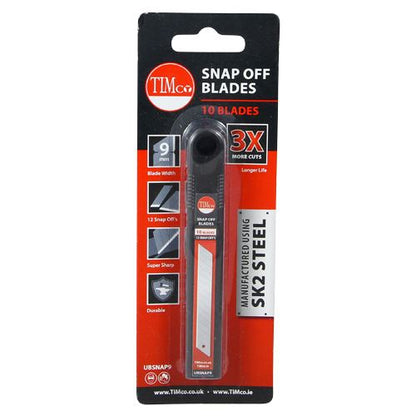 TIMCO Utility Knife Blade - Snap Off 80 x 9 x 0.6 Pack 10