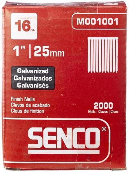 Senco 16 Gauge Straight Brad Nails 25mm Galvanised Finish Nails Pack 2000 RX13EAA