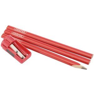 50990 Draper Carpenters Pencil and Sharpener Set CPSSET Gauges and Mark Making Professional Trade DIY Workshop Garage Use
