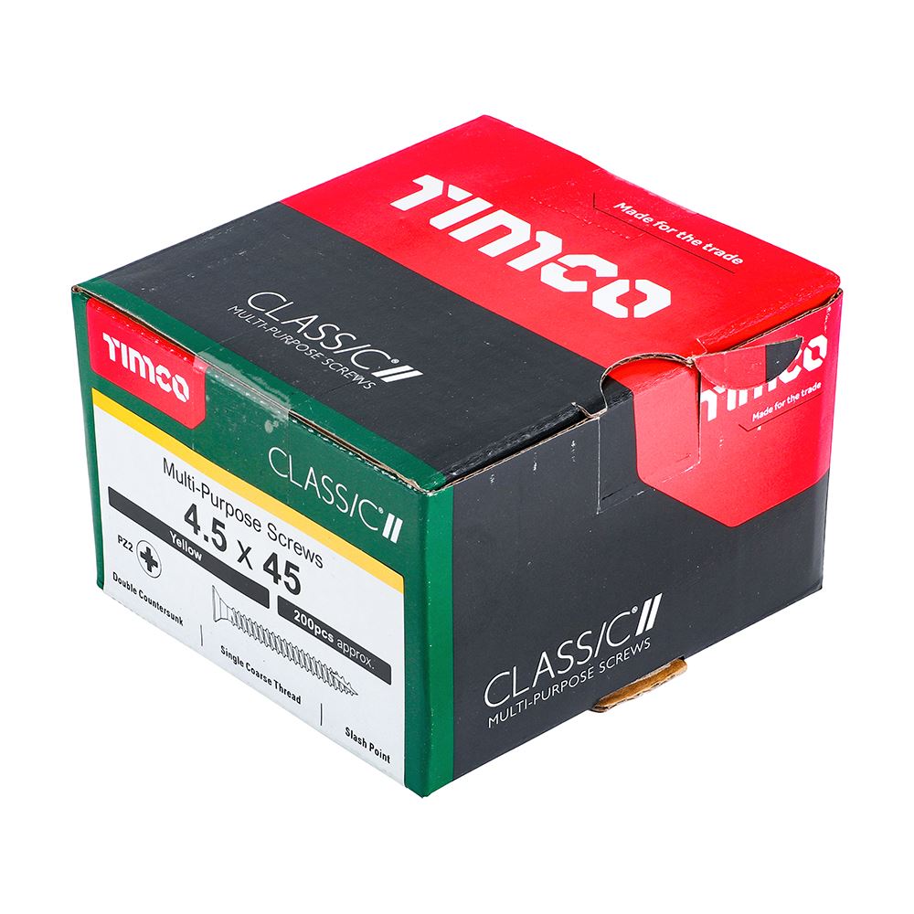 TIMCO Classic Screw PZ2 CSK ZYP 4.5 x 45 Gold Pack 200