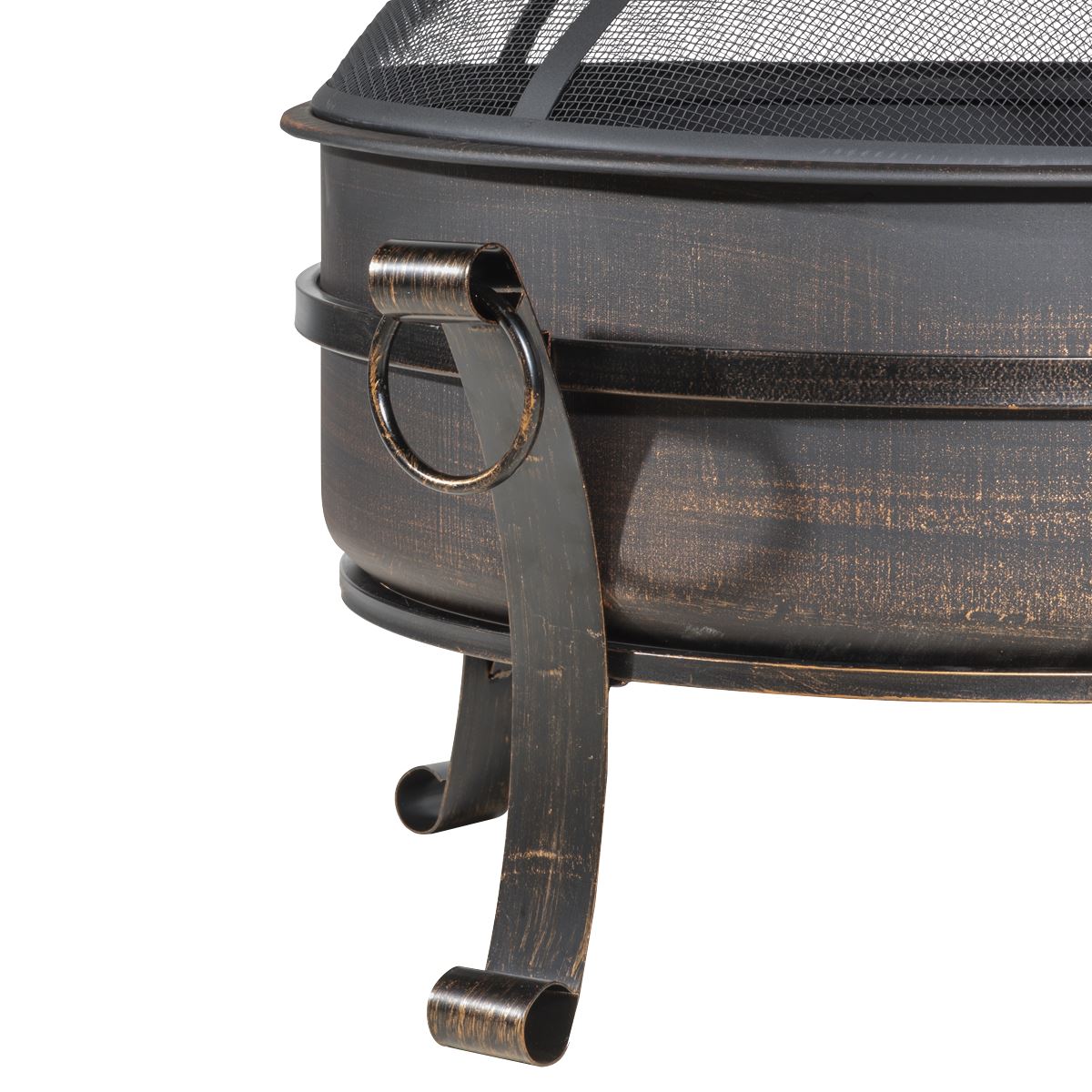 Dellonda DG42 76cm Deluxe 2-in-1 Outdoor Fire Pit & Coffee Table Antique Bronze Effect | Safety Screen | Supplied with steel lid allowing this fire