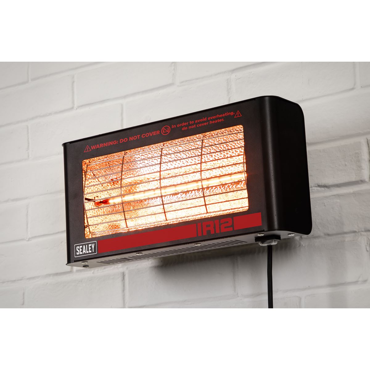 Sealey IR12 Wall Mounting Infrared Quartz Heater 1200W/230V | Electric heater with infrared quartz lamp. | Reaches maximum output within seconds.