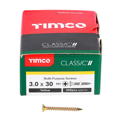 TIMCO Classic Screw PZ1 CSK ZYP 3.0 x 30 Gold Pack 200