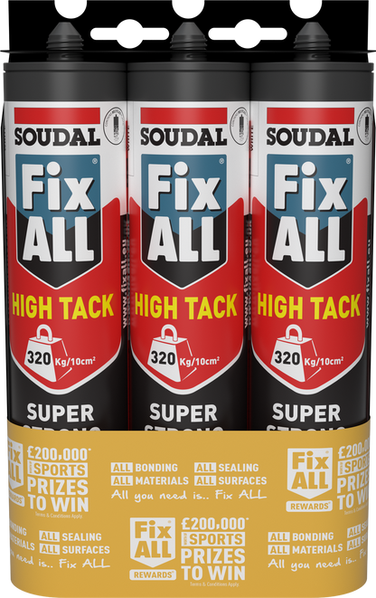Soudal Fix ALL Promotional 3 pack High Tack Adhesive Sealant Hybrid Polymer Strong Grab 290ml