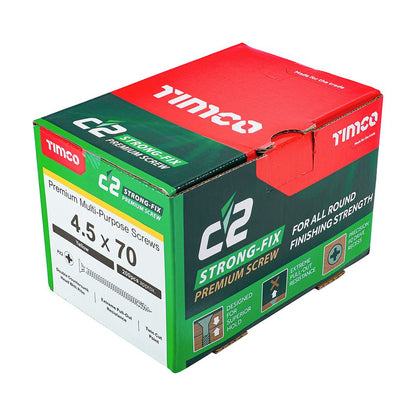 TIMCO C2 Strong-Fix PZ2 CSK ZYP 4.5 x 70 Gold Pack 200