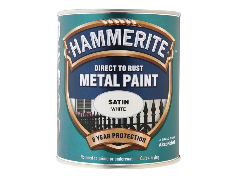Hammerite 5092886 Direct to Rust Satin Finish Metal Paint White 750ml