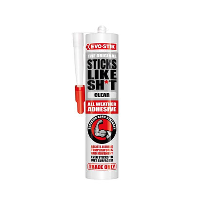 12 x EVO STIK Clear Sticks Like Adhesive 290ml Strong Grab Wet Surface Bonding