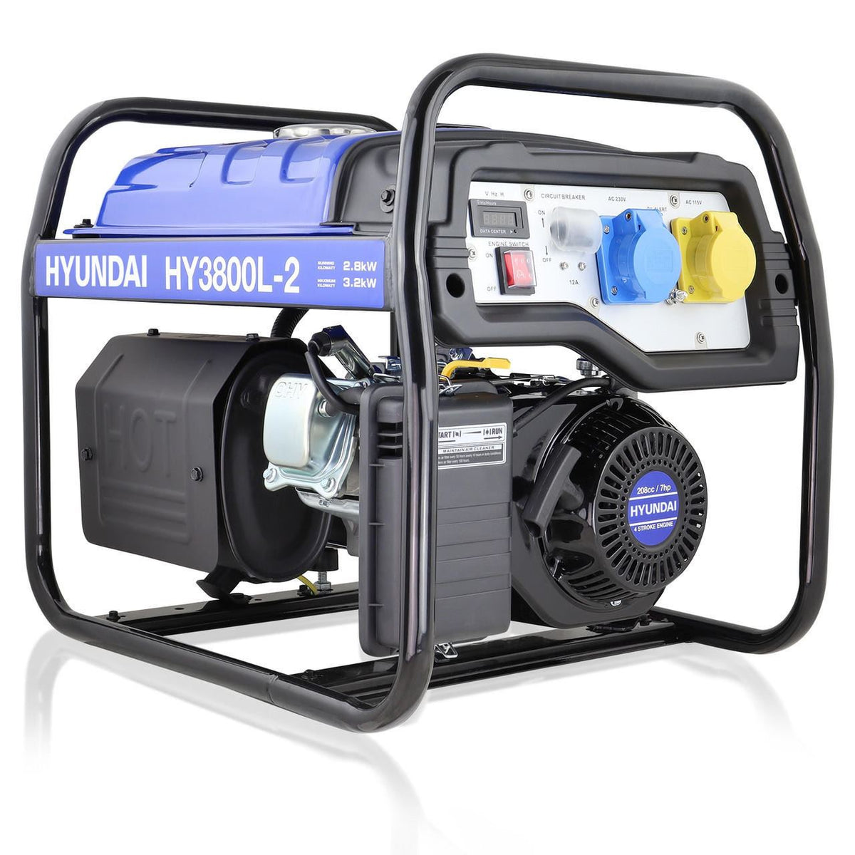 Hyundai HY3800L-2 Petrol Generator 3.2kW 4kVA Recoil Start Portable Site Power Backup Power Portable Backup Site Power
