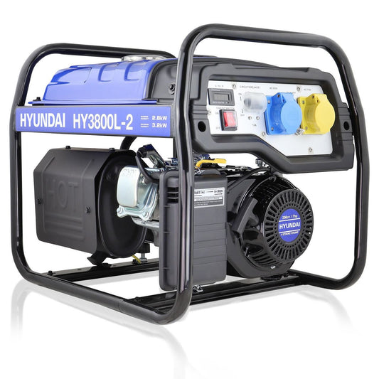 Hyundai HY3800L-2 Petrol Generator 3.2kW 4kVA Recoil Start Portable Site Power Backup Power Portable Backup Site Power
