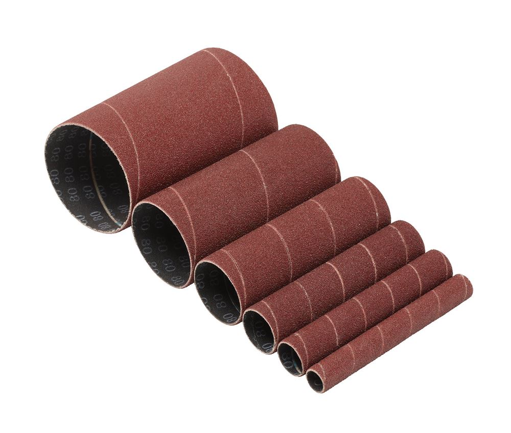 08407 Draper Assorted Aluminium Oxide Sanding Sleeves, 115mm, 80 Grit (Pack of 6) Professional Trade DIY Workshop Garage Use