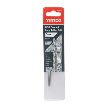 TIMCO HSS-G Long Series Drill Bit M2 5.0mm Pack 1