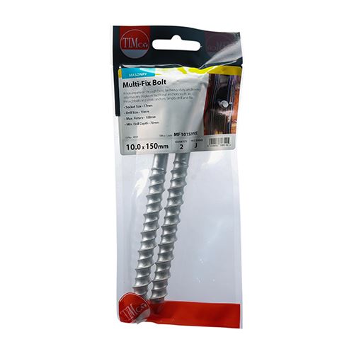 TIMCO Multi-Fix Bolt Hex Head 10.0 x 150 Silver Pack 2